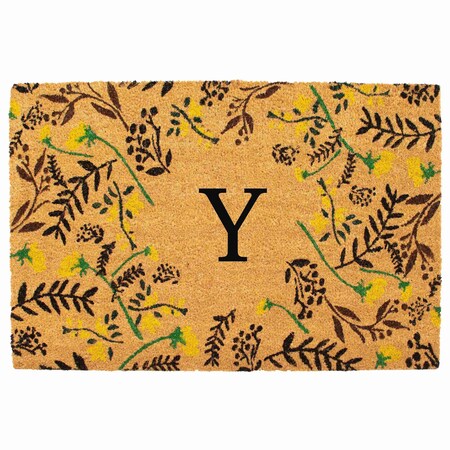 Calloway Mills Monogram Door Mat, Black, Yellow, Green, Natural, 24 in W x 36 in L 105082436Y
